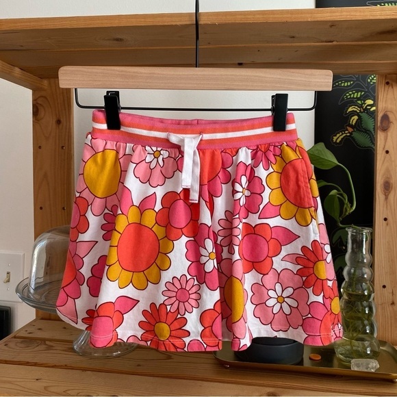 Mini Boden Pink Yellow Orange Retro Floral Printed Jersey Skort Skirt - Picture 2 of 13